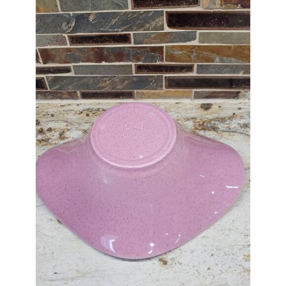 Vintage Bowl Red Wing Pottery, USA C-1 Rose Pink Orchid Speckled, Wavy Flared - Picture 4 of 6
